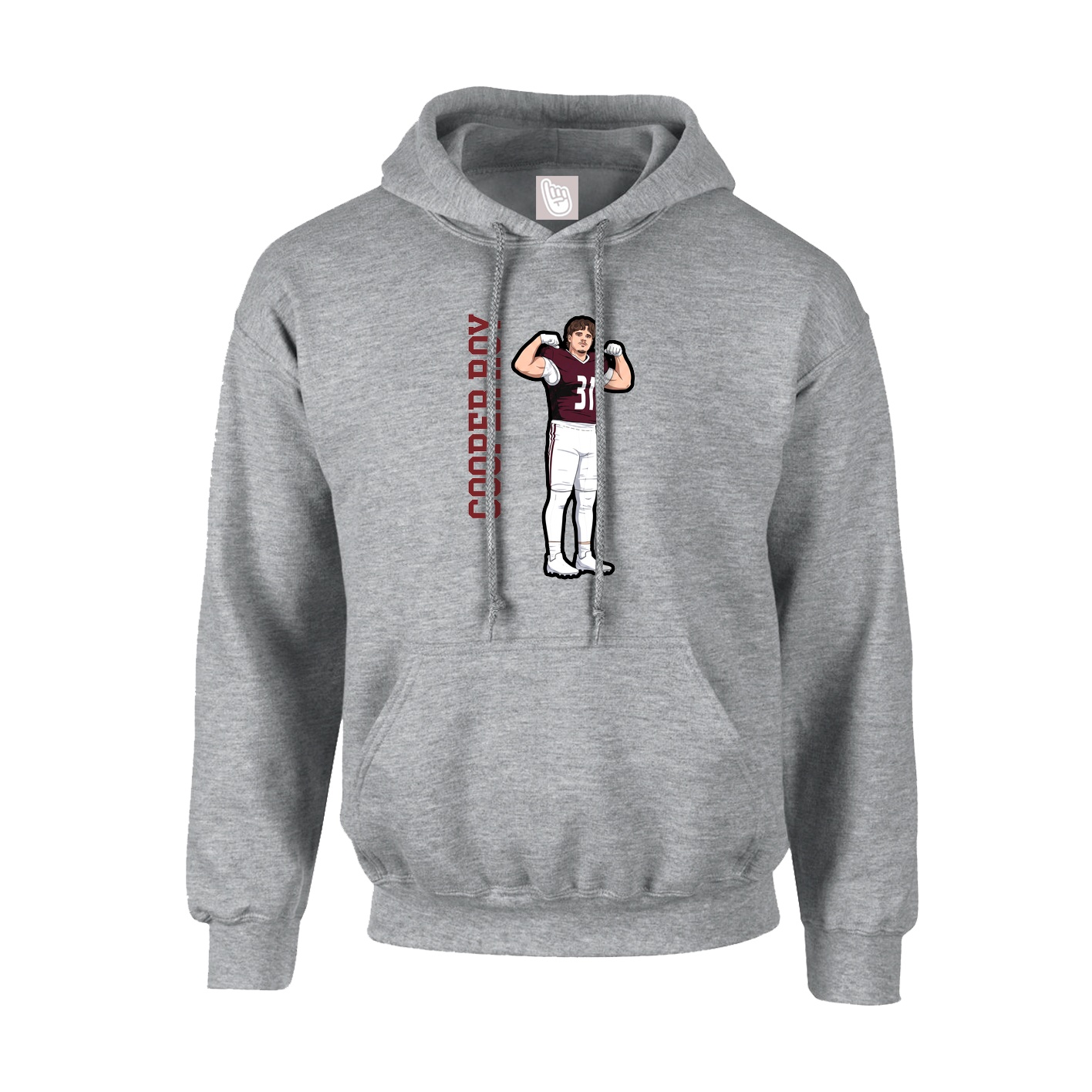 Youth Hoodie — Name Vertical in Grey