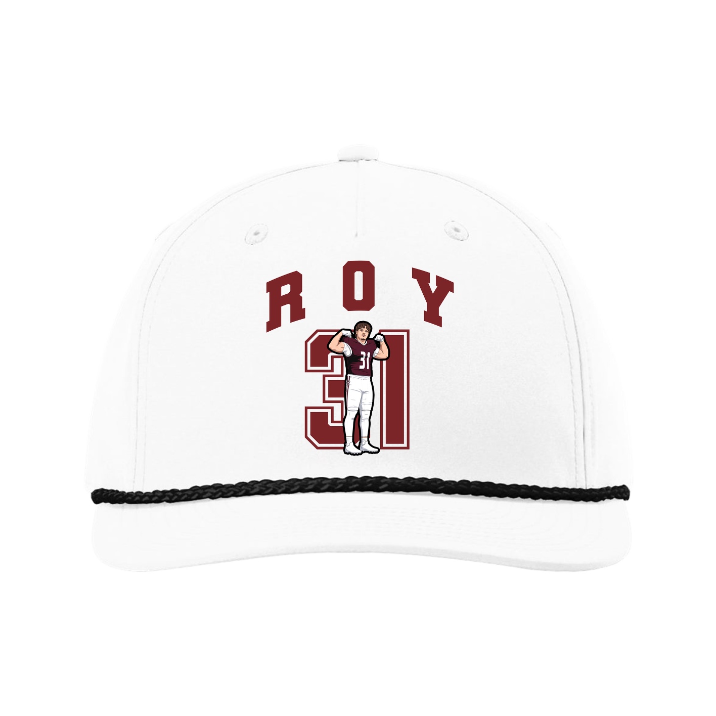 Five-Panel Classic Rope Cap — Number in White