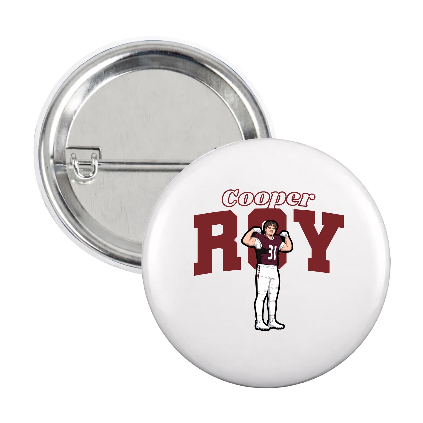 Game Day Button — Name Arch in White