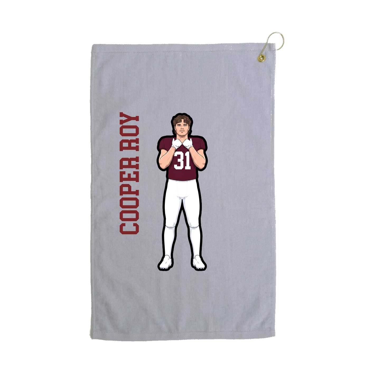 Golf Towel — Name Vertical in Grey