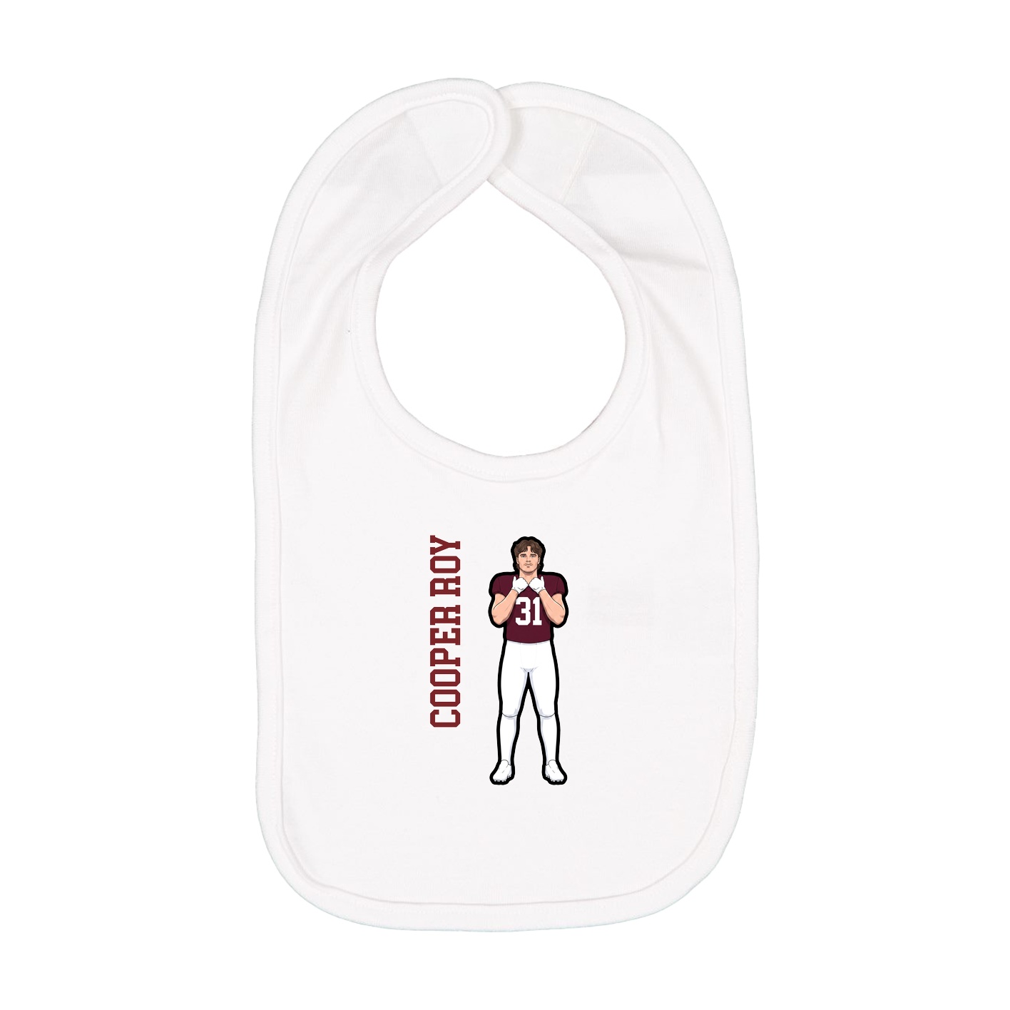 Infant Bib — Name Vertical in White