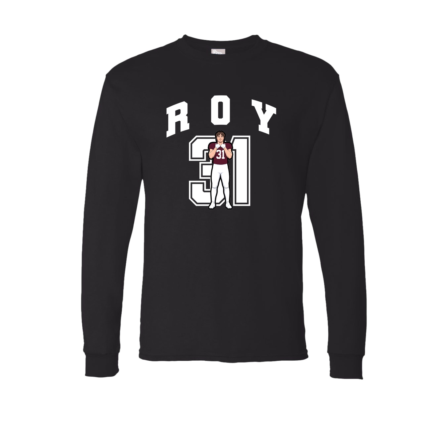 Long Sleeve Tee — Number in Black