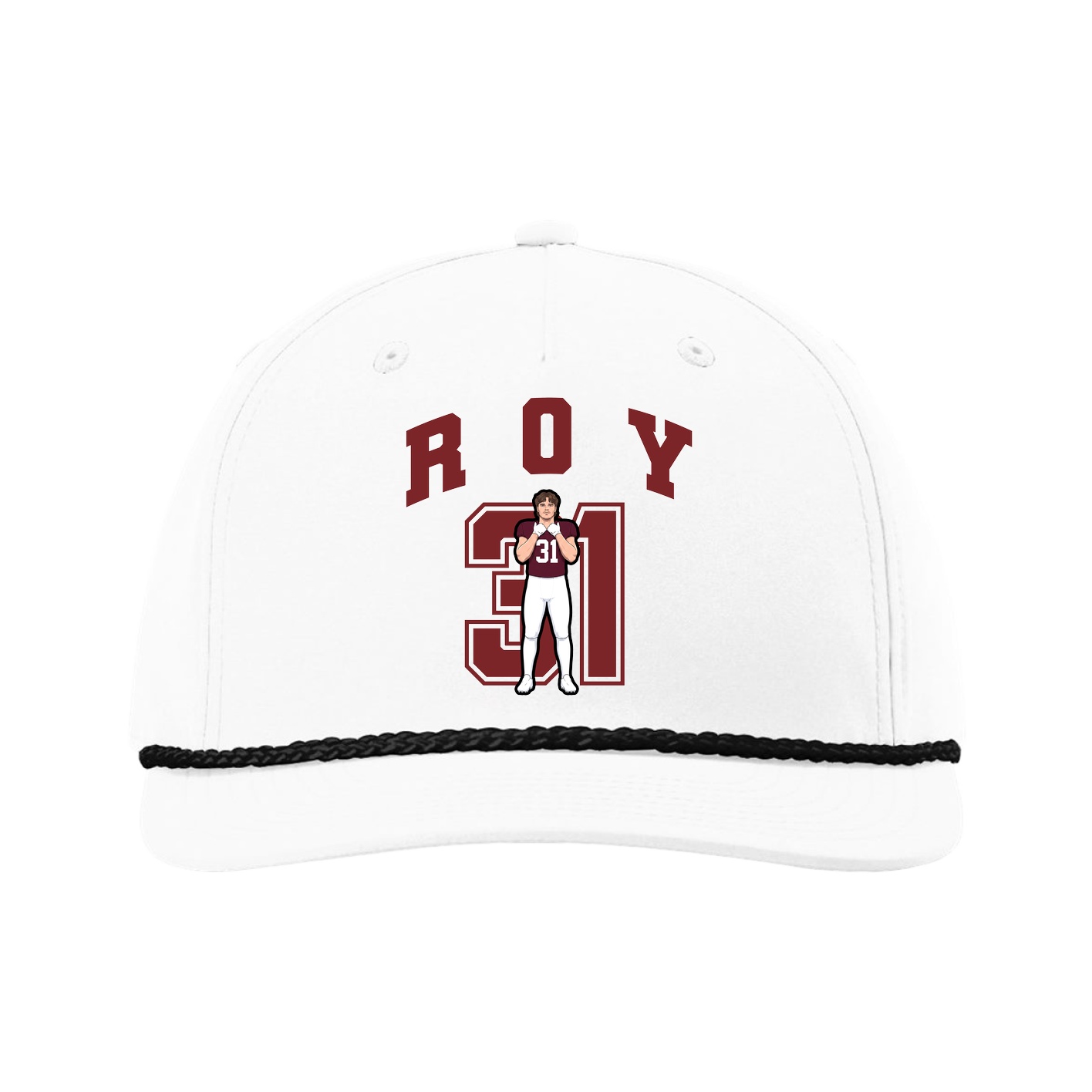 Five-Panel Classic Rope Cap — Number in White