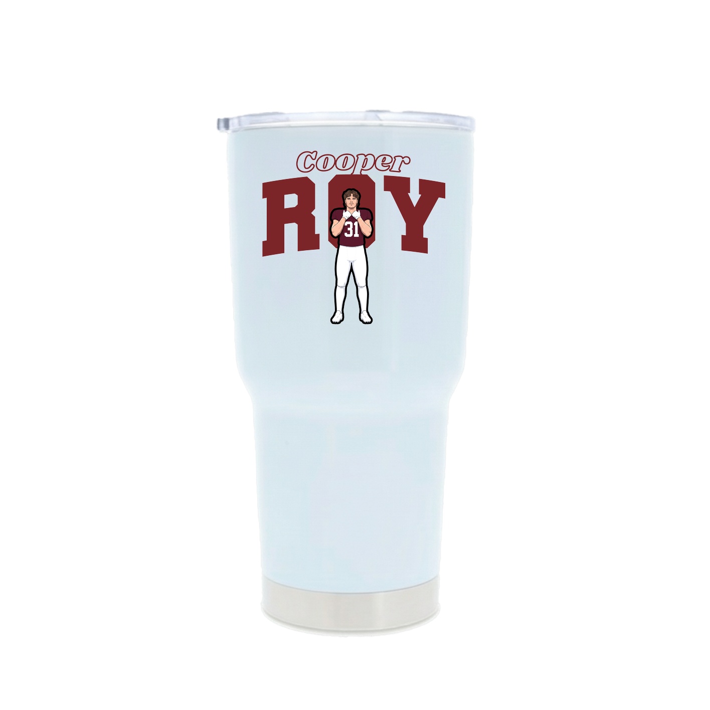 30oz Stainless Steel Tumbler — Name Arch in White
