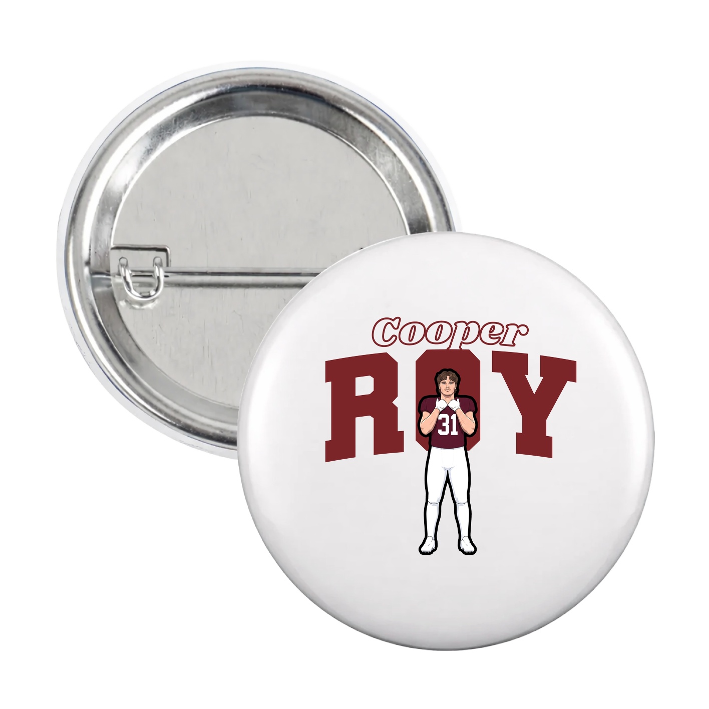 Game Day Button — Name Arch in White