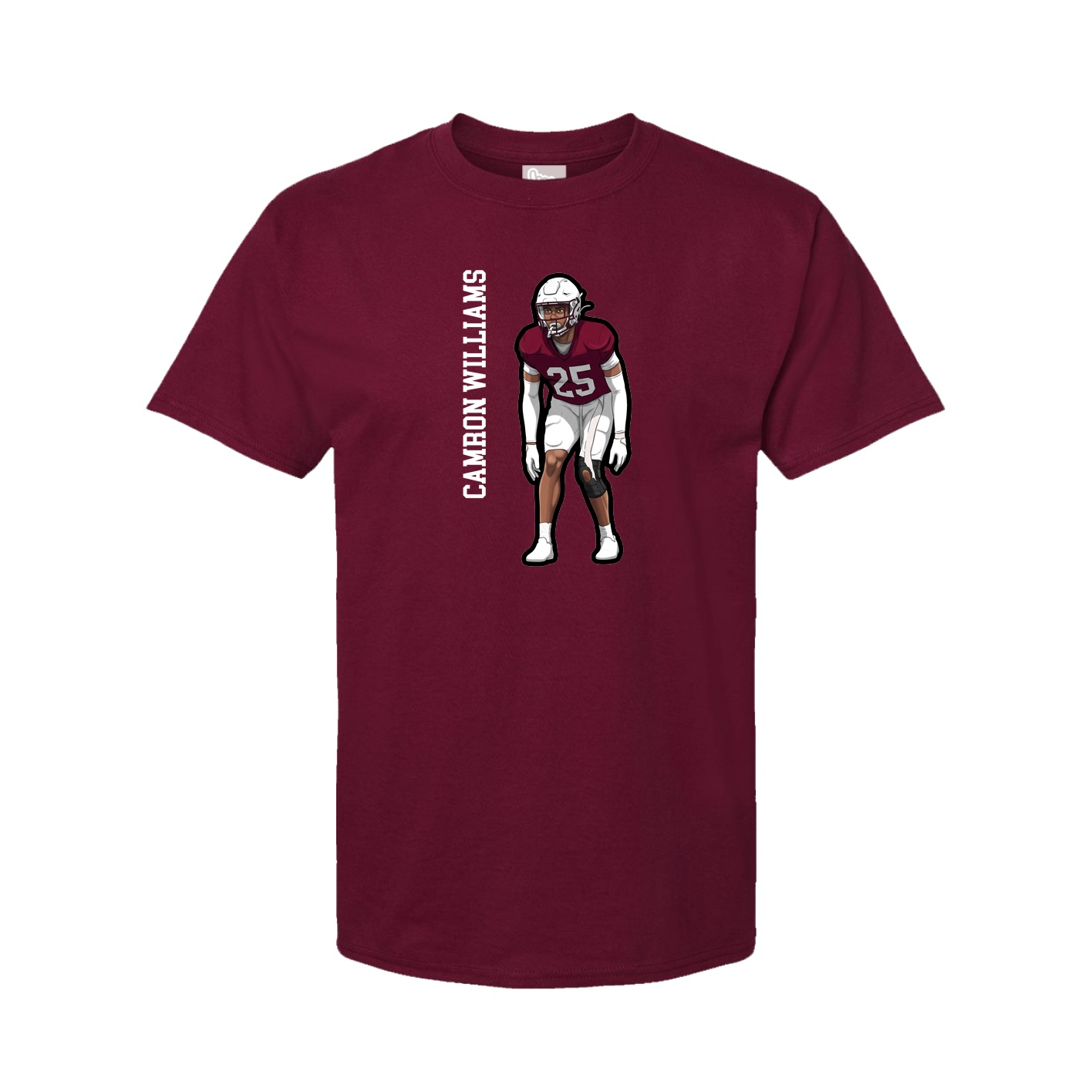 Youth Tee — Name Vertical in Cardinal