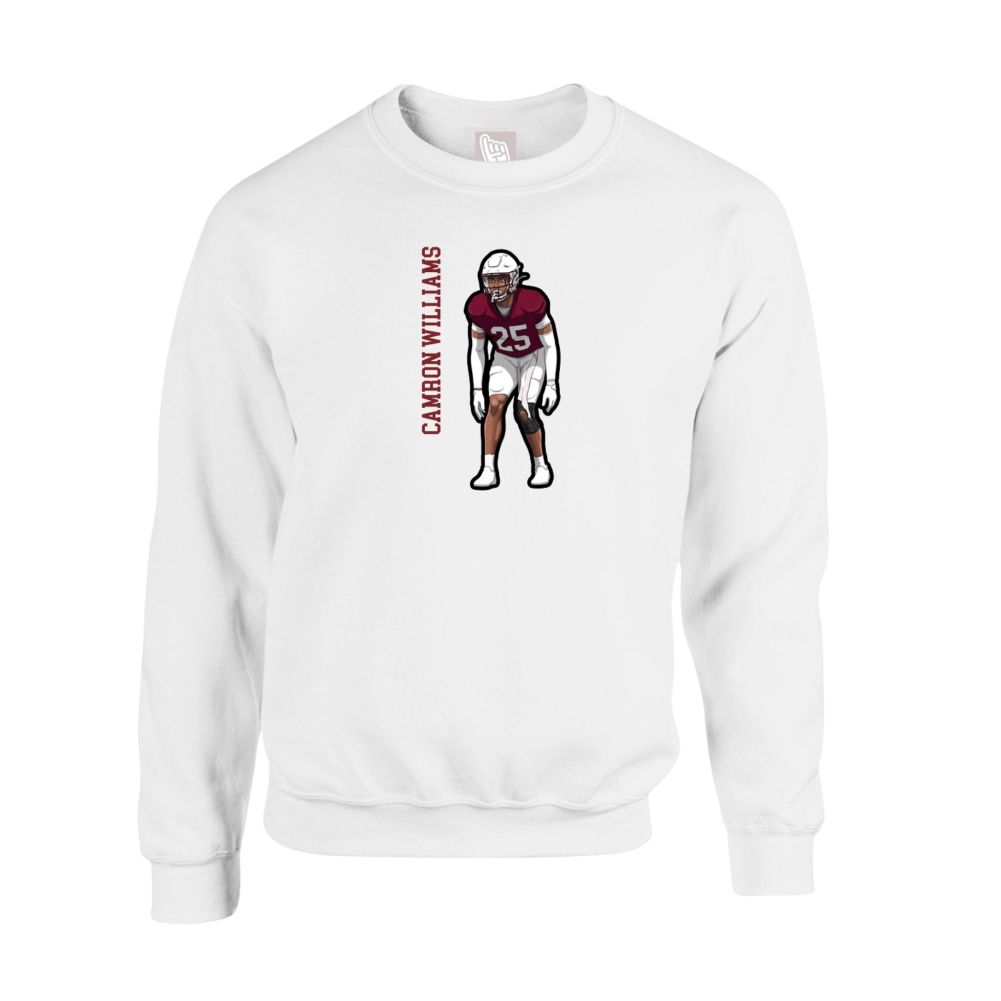 Fleece Crew — Name Vertical in White