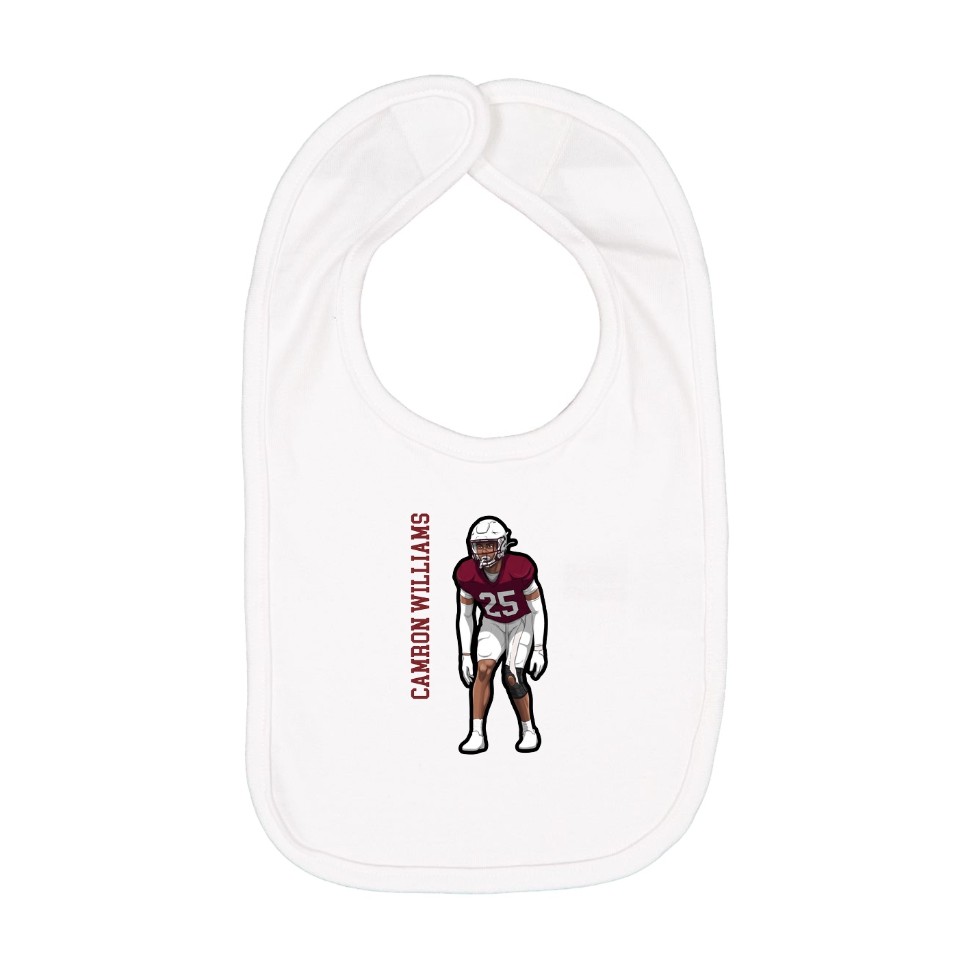 Infant Bib — Name Vertical in White