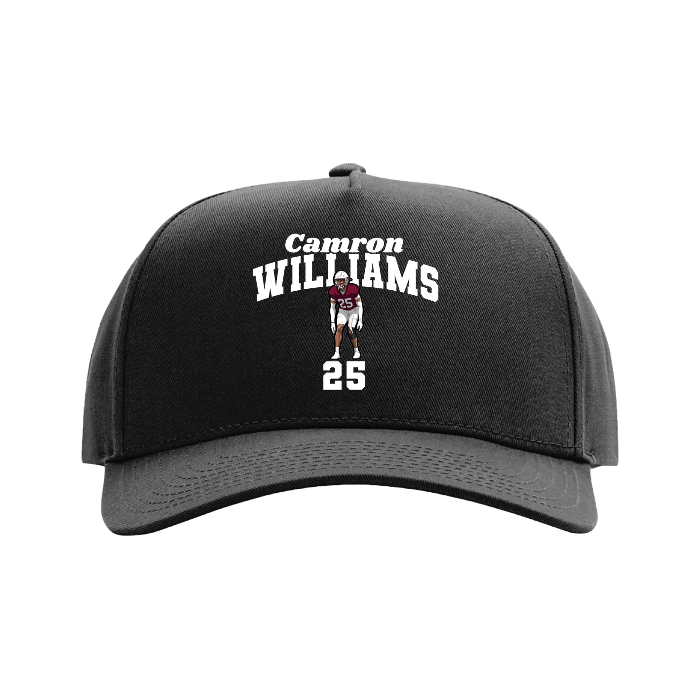 Full Fabric Five-Panel Champ Cap — Signature Arch in Black