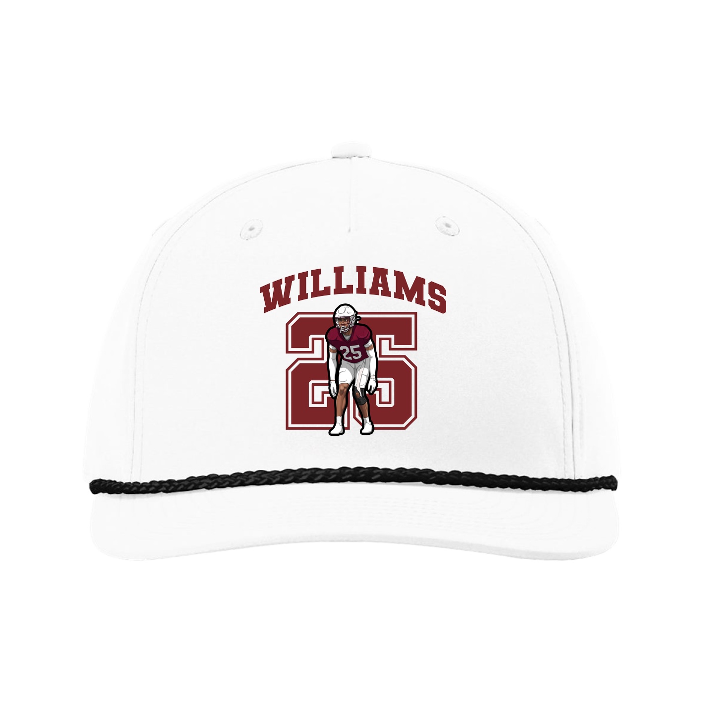 Five-Panel Classic Rope Cap — Number in White