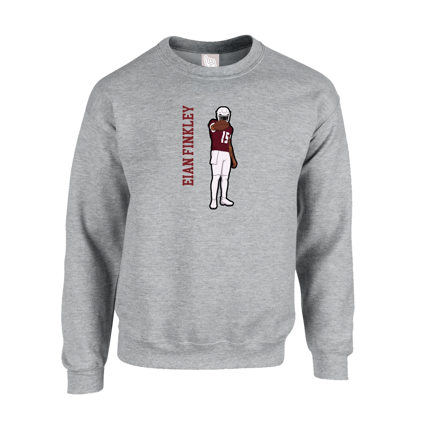 Fleece Crew — Name Vertical in Grey
