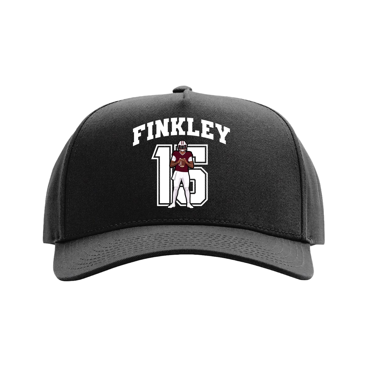 Full Fabric Five-Panel Champ Cap — Number in Black