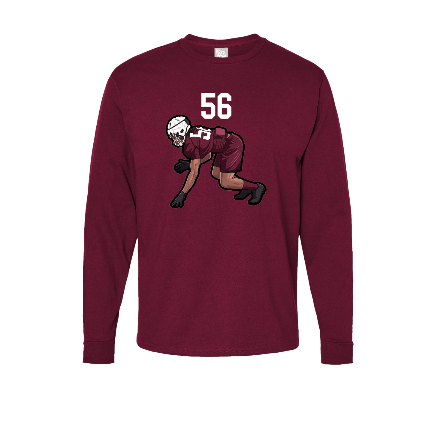 Long Sleeve Tee — Number Top in Cardinal