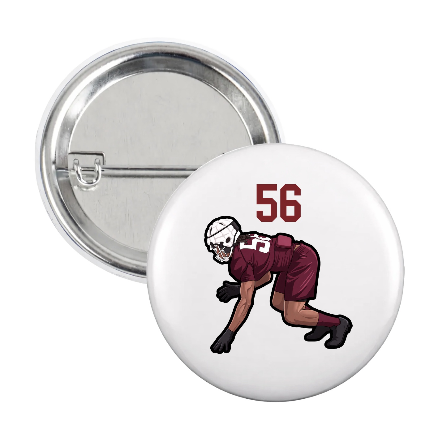 Game Day Button — Number Top in White