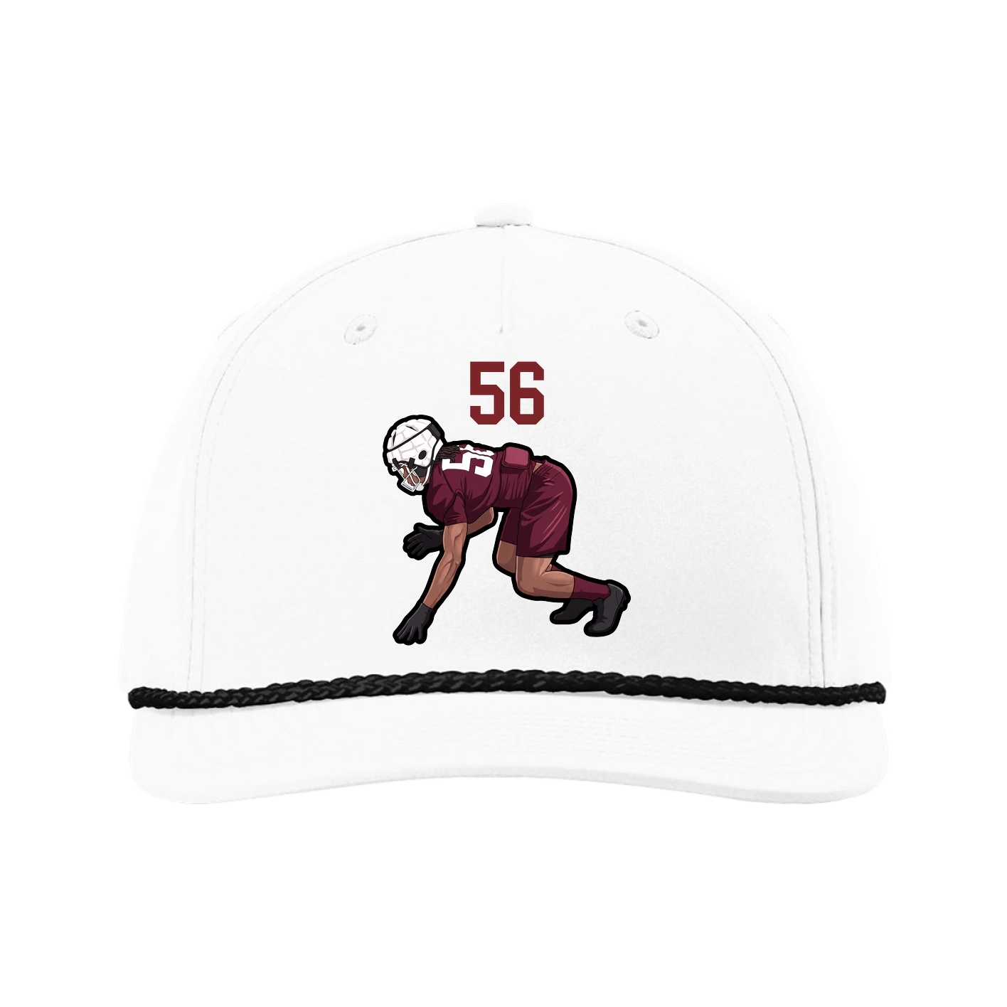 Five-Panel Classic Rope Cap — Number Top in White