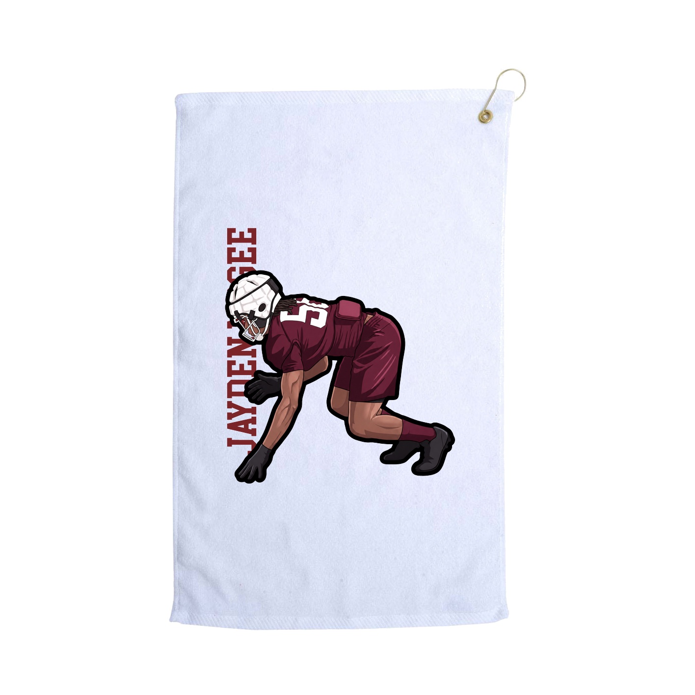 Golf Towel — Name Vertical in White