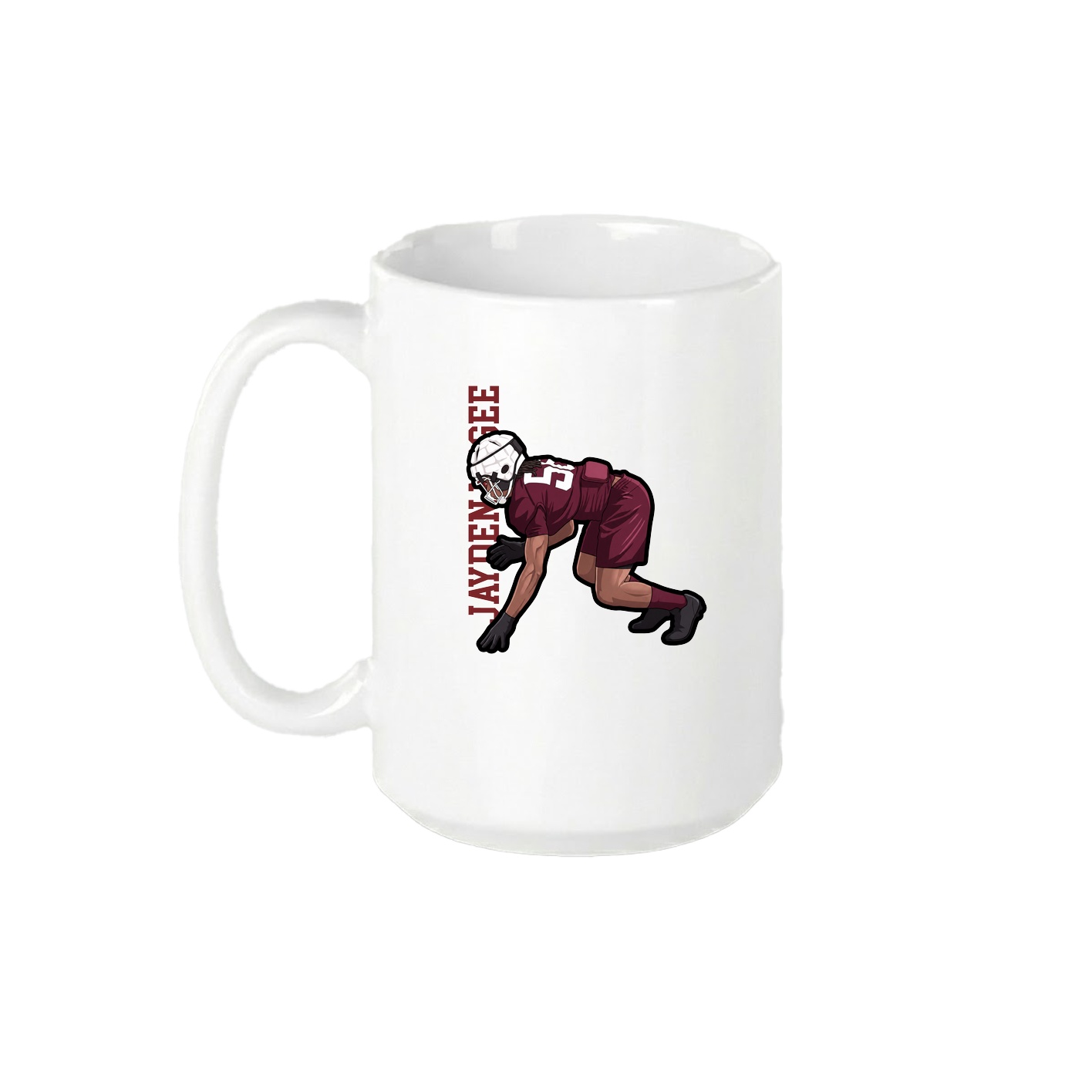 15oz Coffee Mug — Name Vertical in White