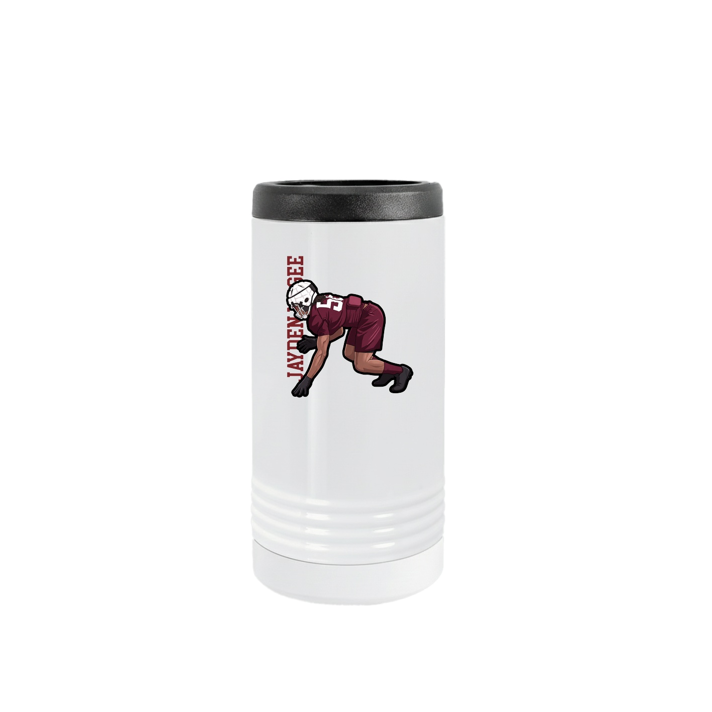 Slim Beverage Holder — Name Vertical in White