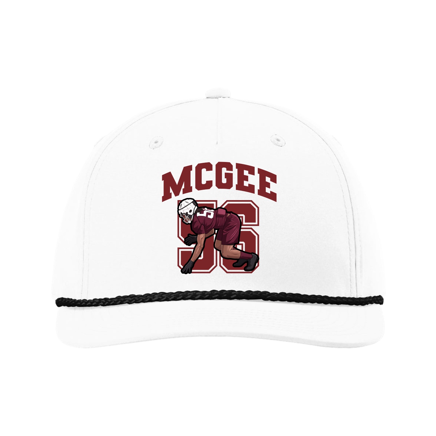 Five-Panel Classic Rope Cap — Number in White