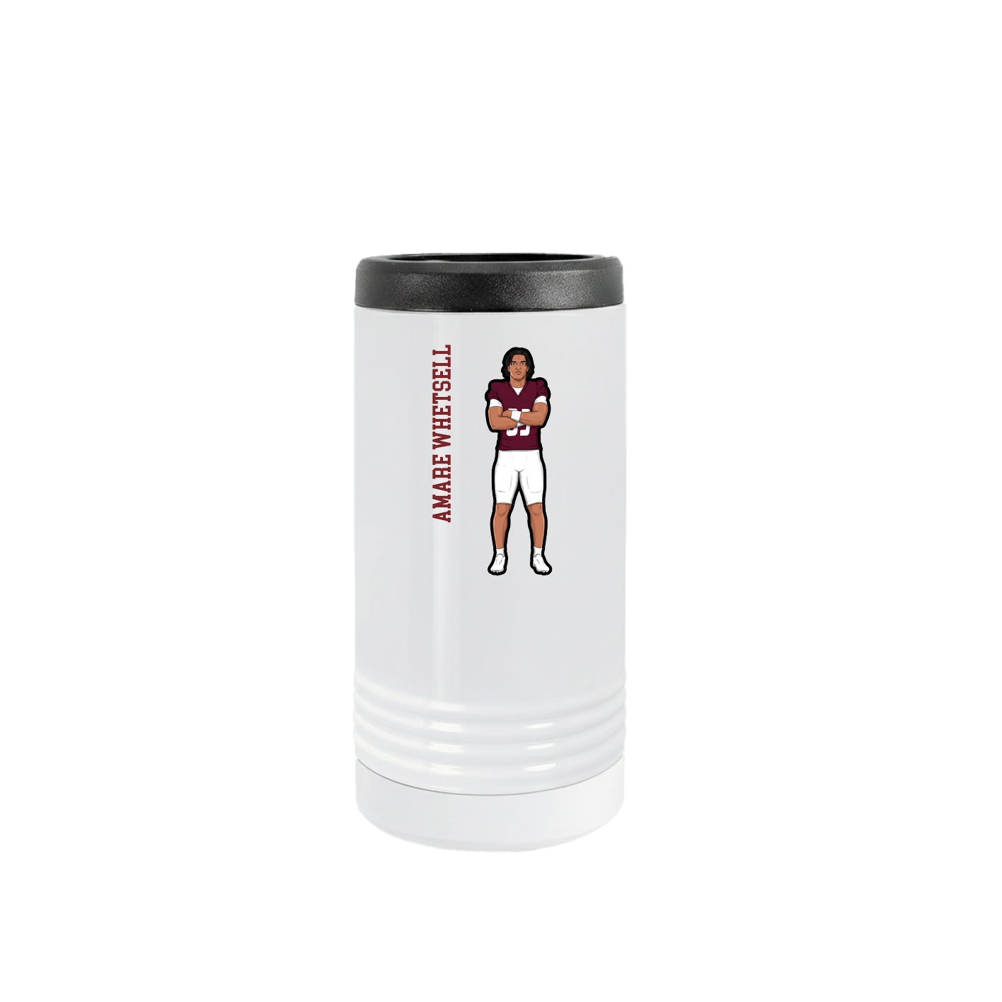 Slim Beverage Holder — Name Vertical in White