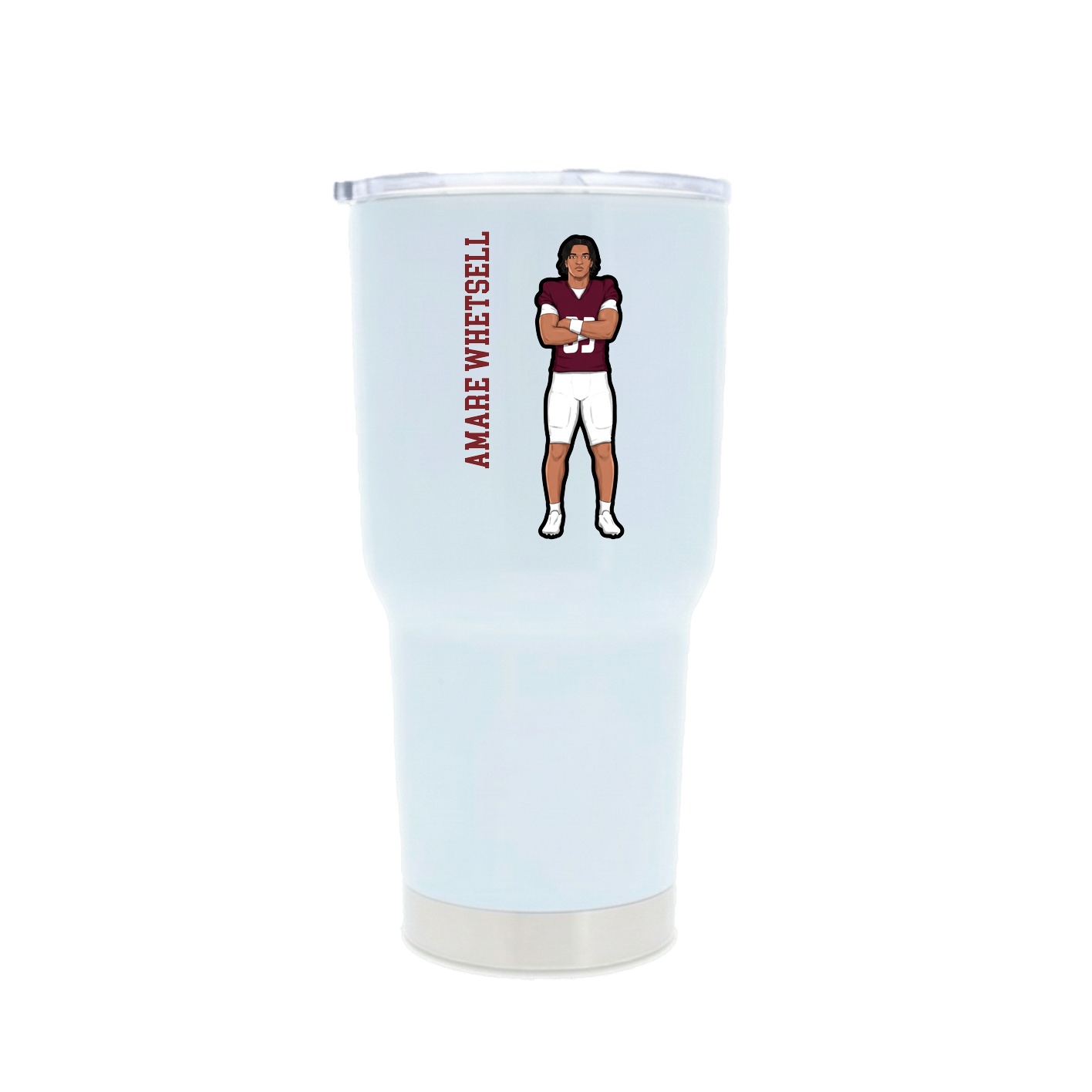 30oz Stainless Steel Tumbler — Name Vertical in White