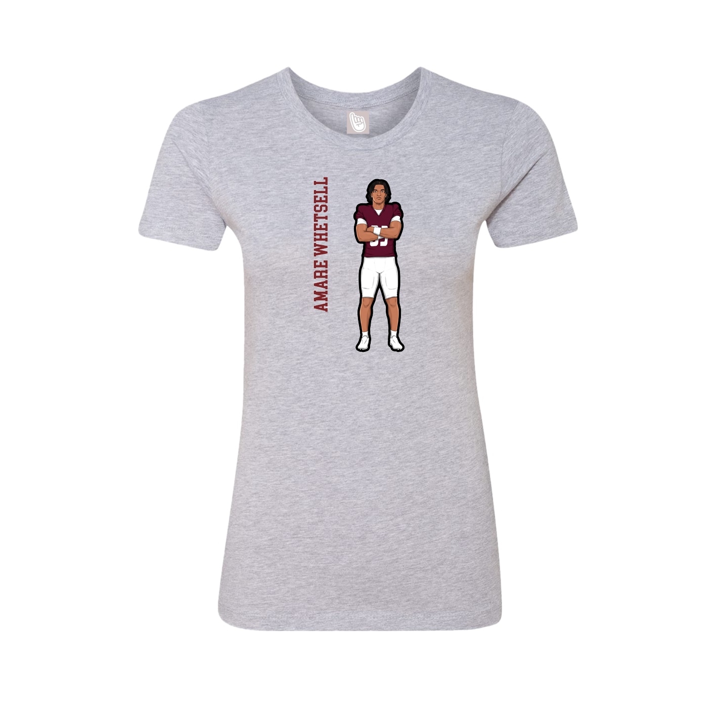 Fitted Women's Tee — Name Vertical in Grey