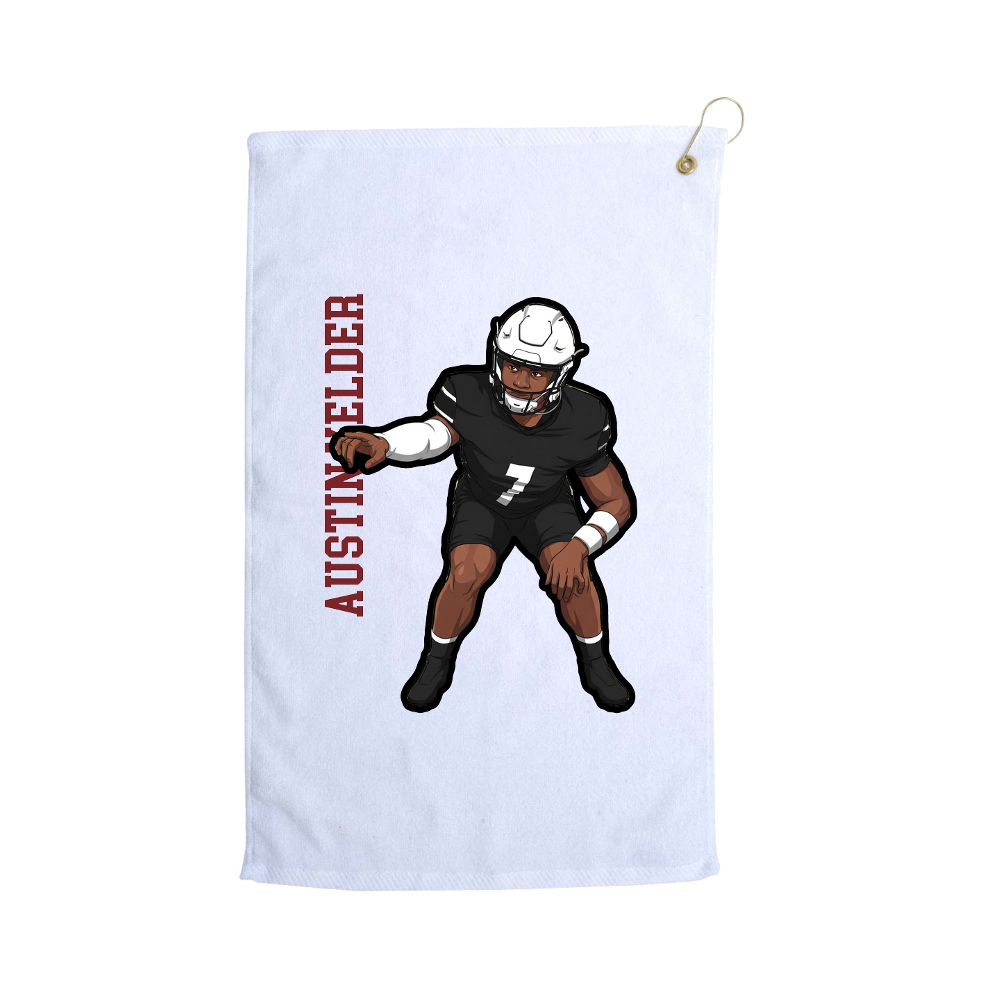 Golf Towel — Name Vertical in White