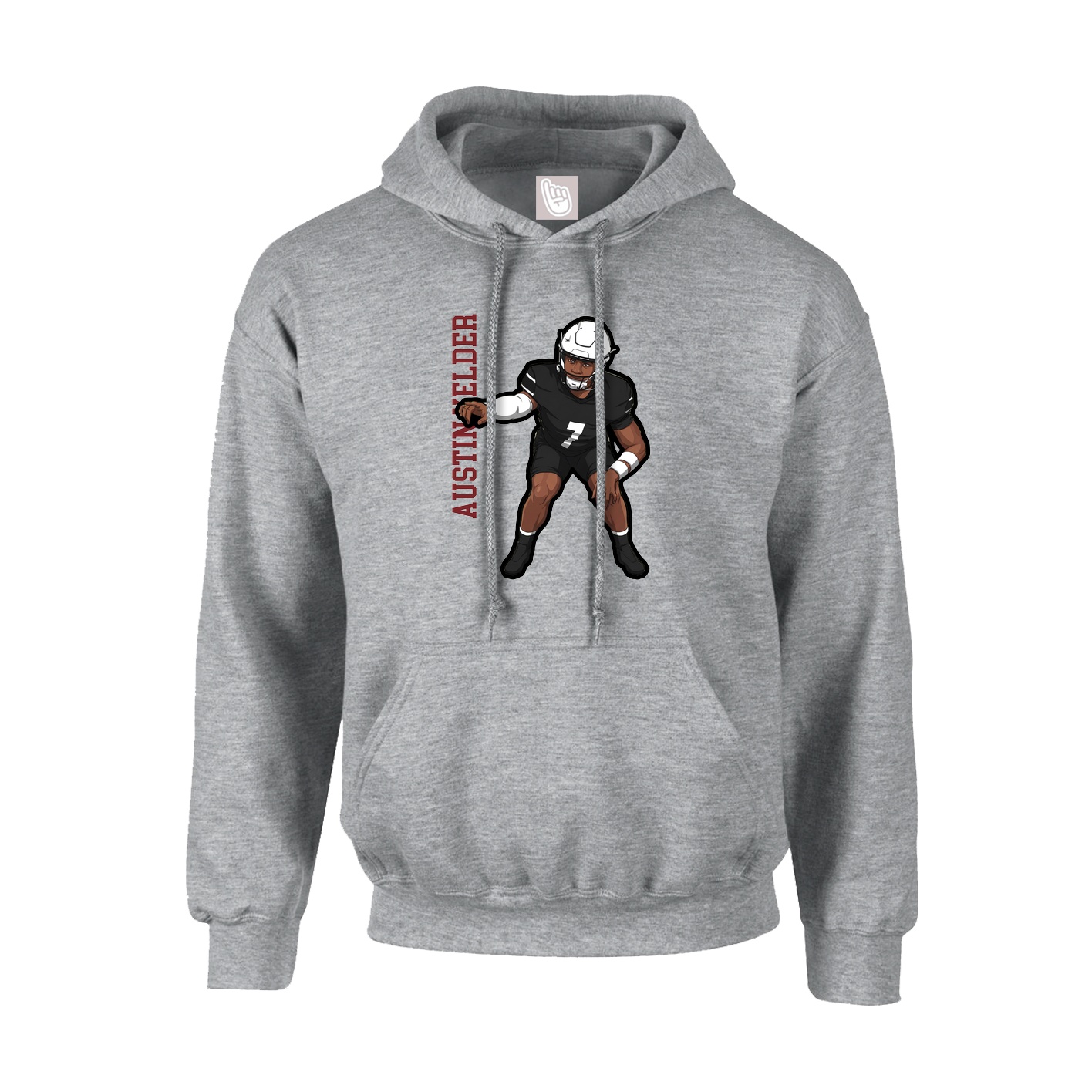 Youth Hoodie — Name Vertical in Grey