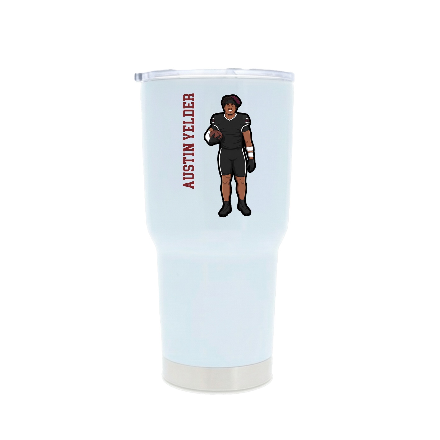 30oz Stainless Steel Tumbler — Name Vertical in White