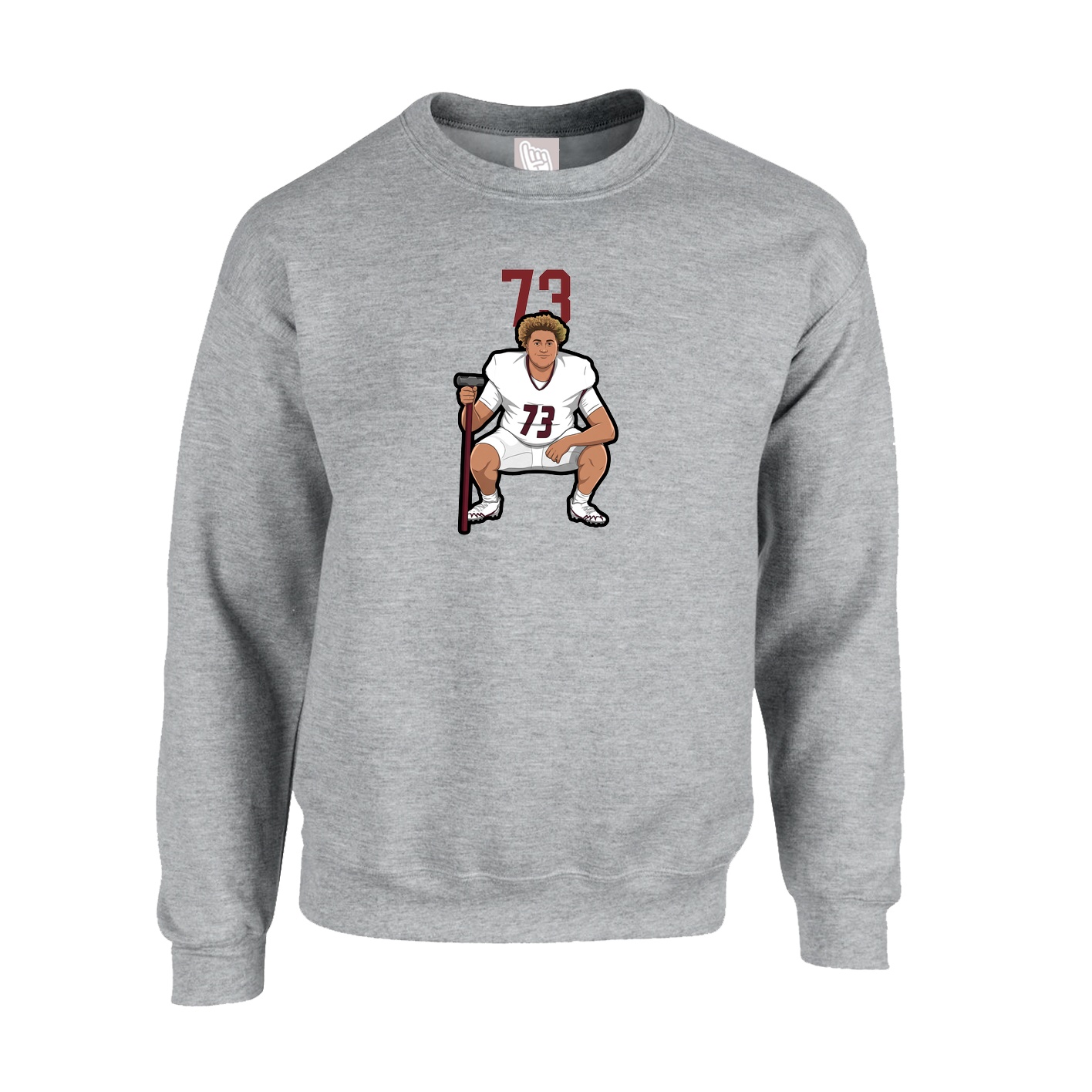 Fleece Crew — Number Top in Grey