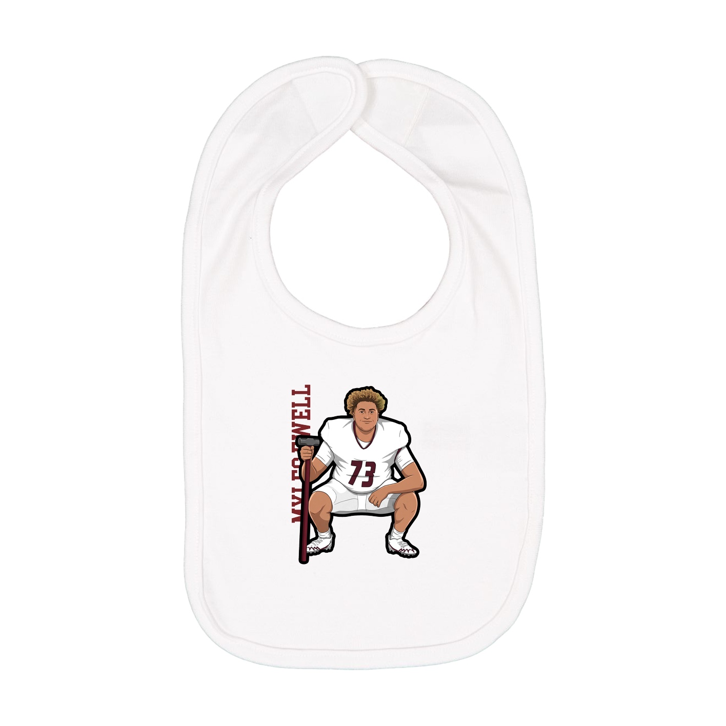 Infant Bib — Name Vertical in White