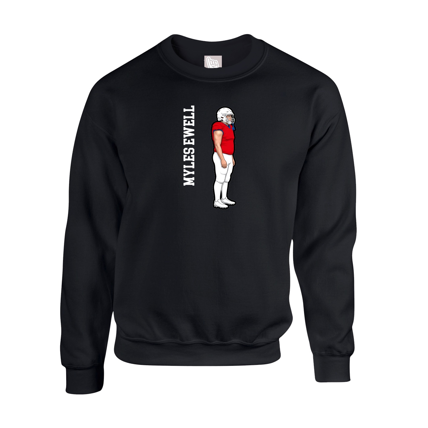 Fleece Crew — Name Vertical in Black
