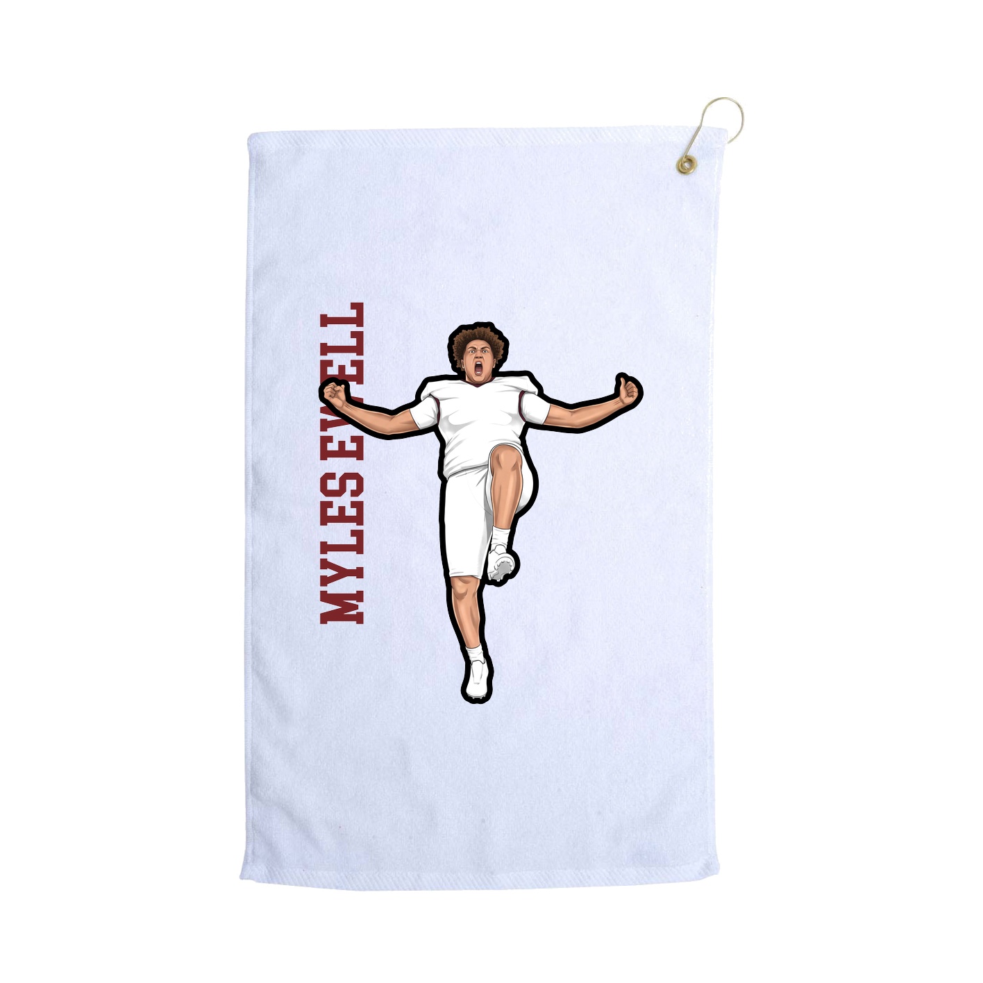 Golf Towel — Name Vertical in White