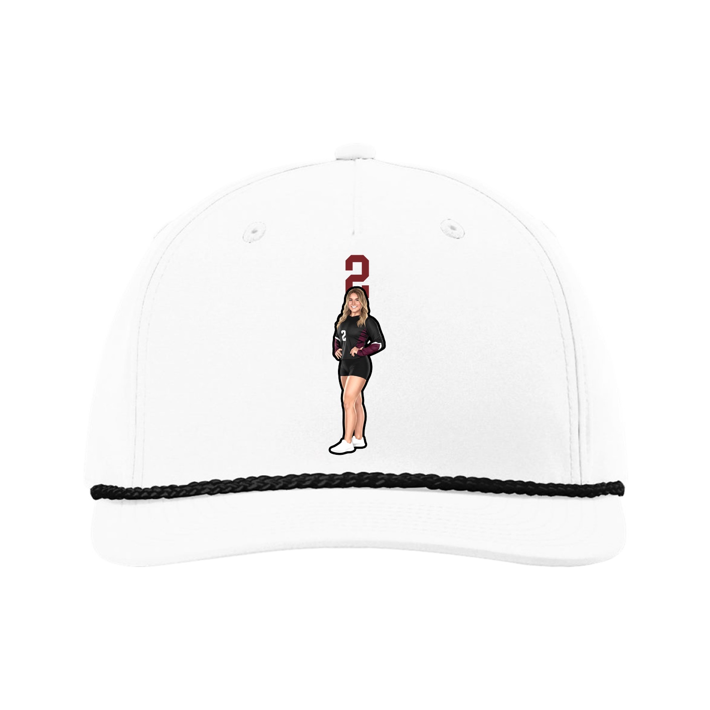 Five-Panel Classic Rope Cap — Number Top in White