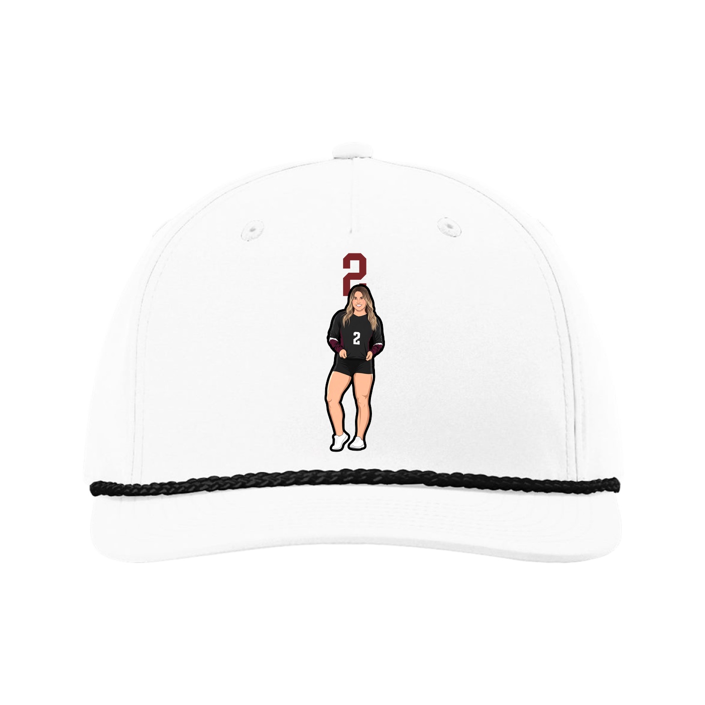 Five-Panel Classic Rope Cap — Number Top in White