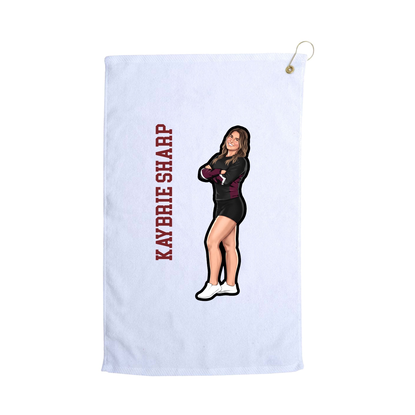 Golf Towel — Name Vertical in White