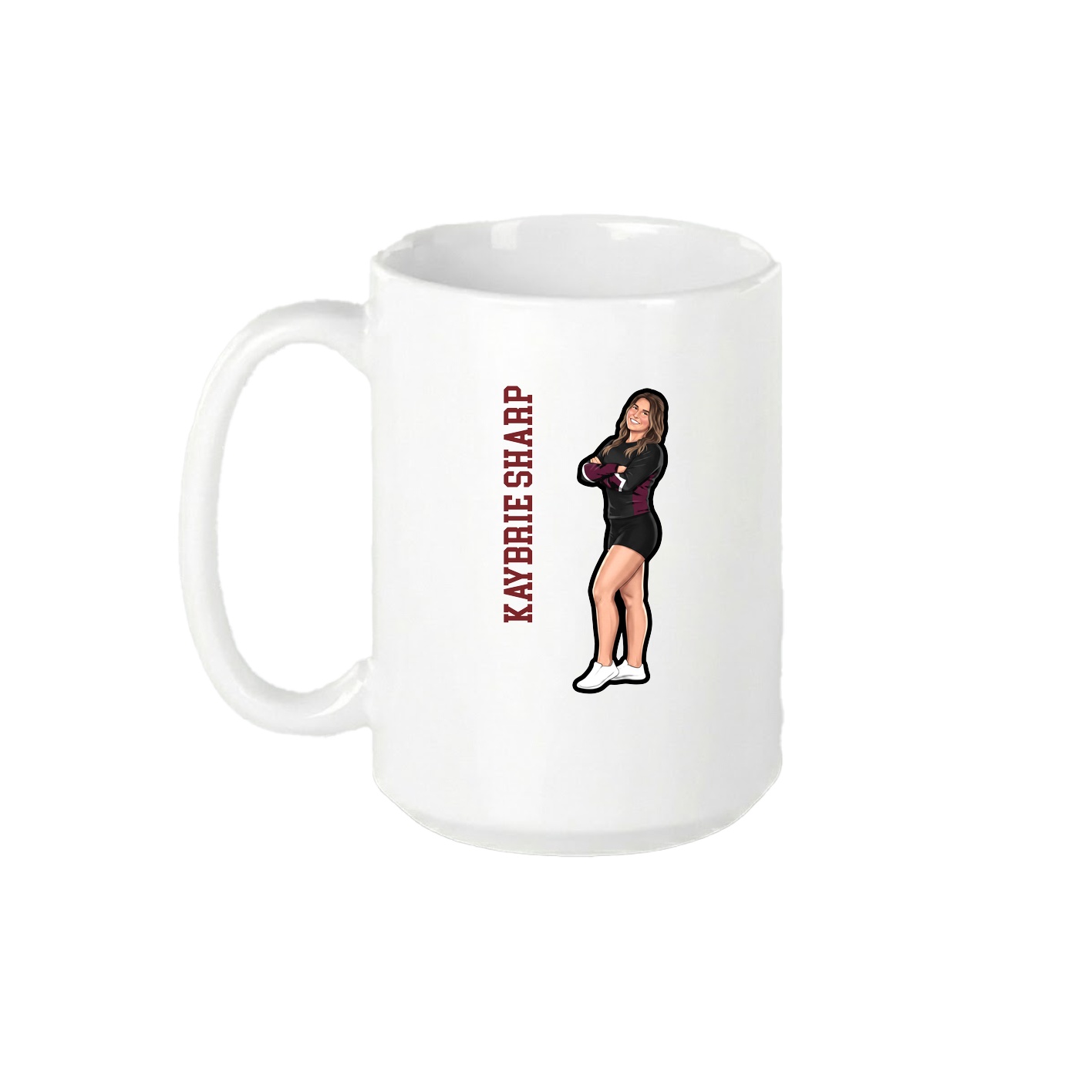 15oz Coffee Mug — Name Vertical in White