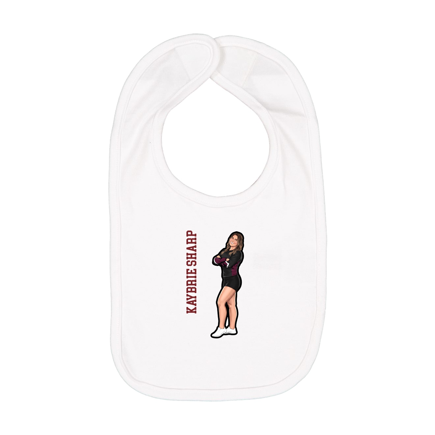 Infant Bib — Name Vertical in White