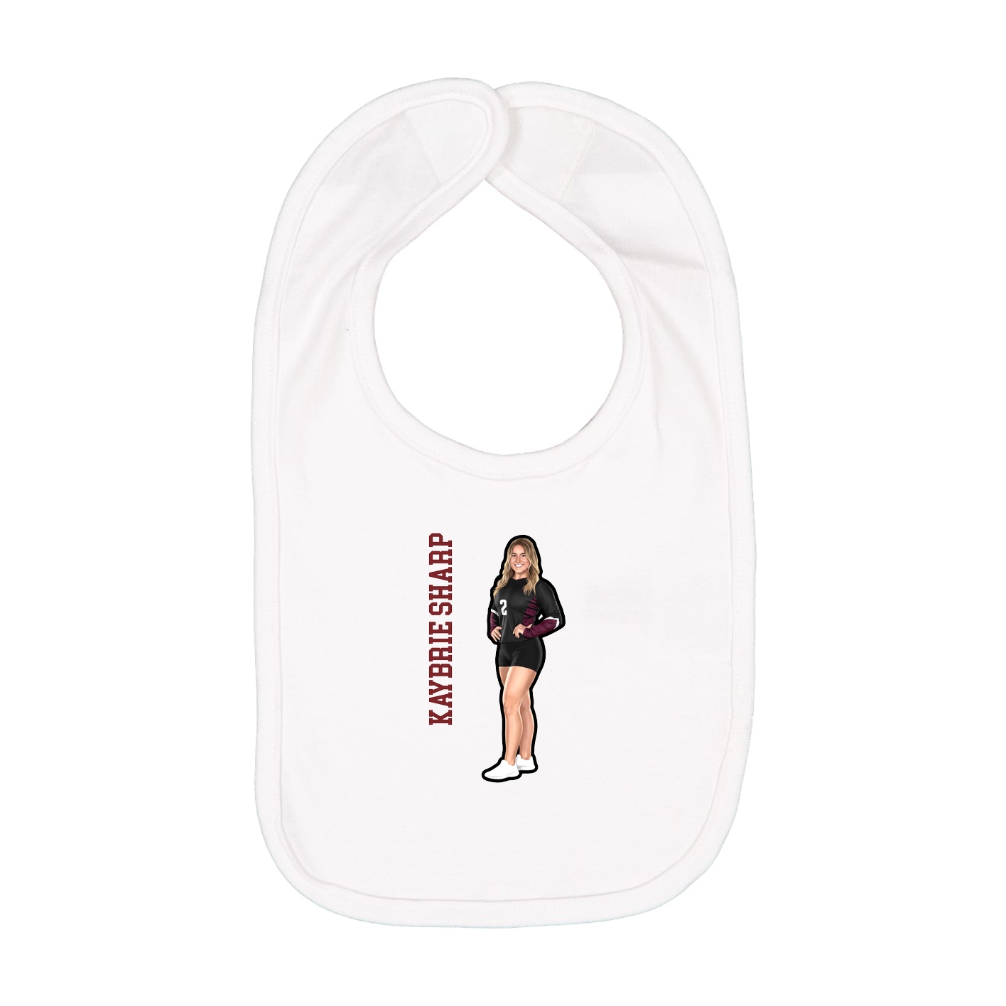 Infant Bib — Name Vertical in White