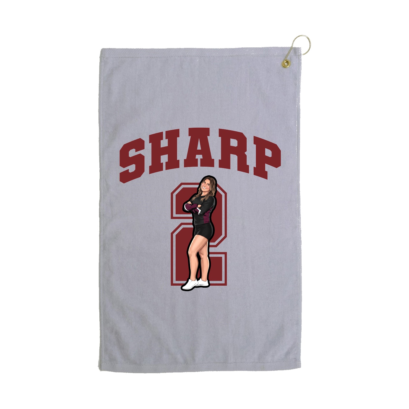 Golf Towel — Number in Grey