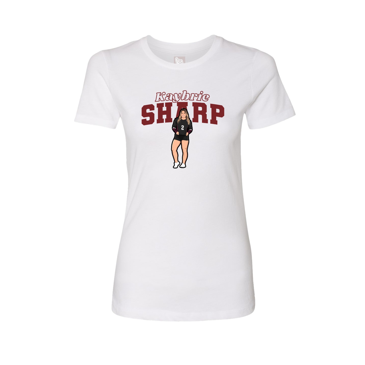 Fitted Women's Tee — Name Arch in White