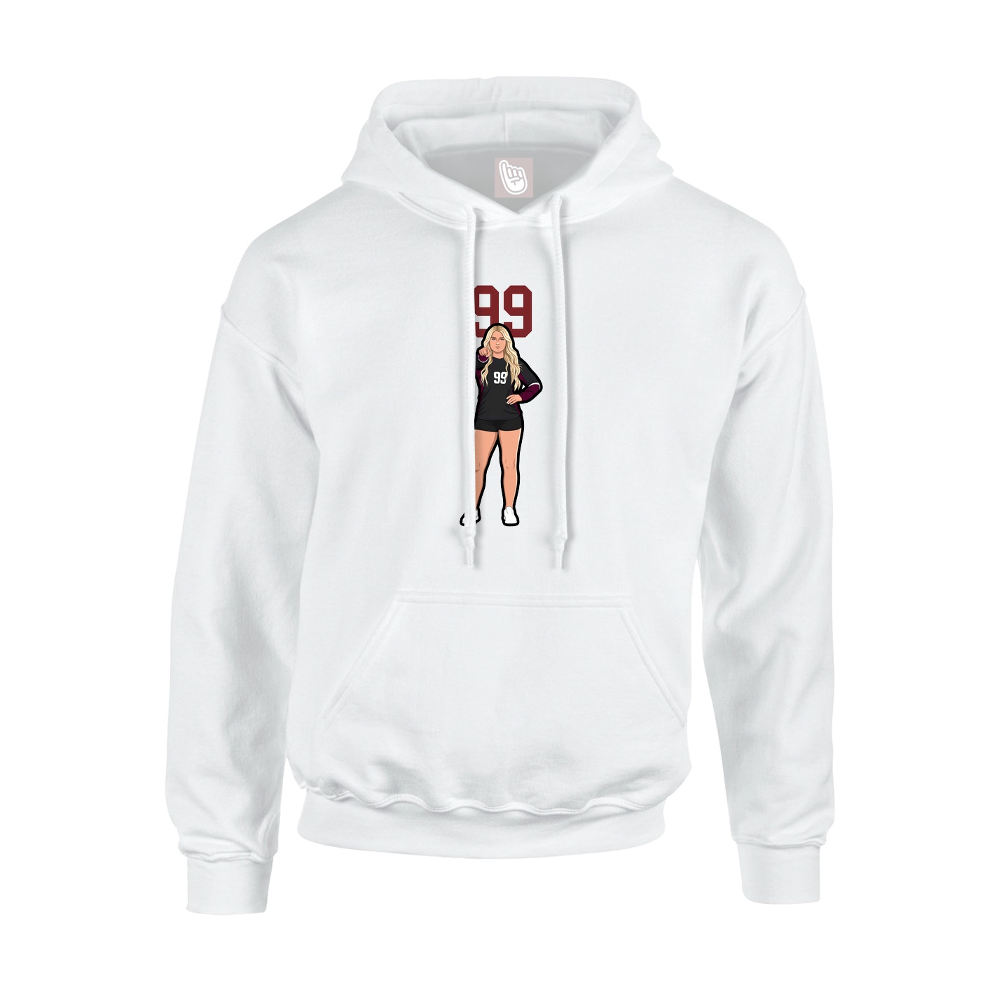 Youth Hoodie — Number Top in White