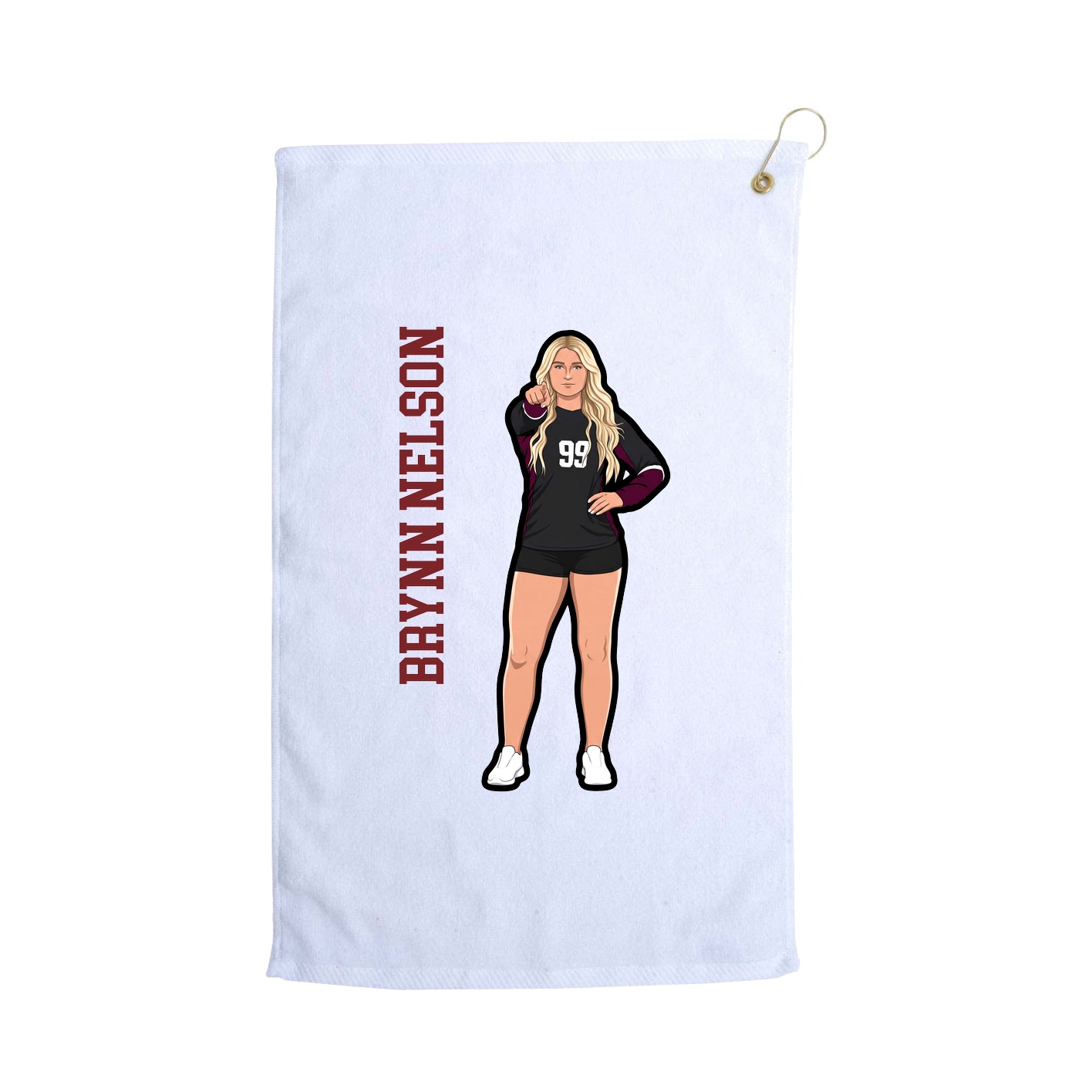 Golf Towel — Name Vertical in White
