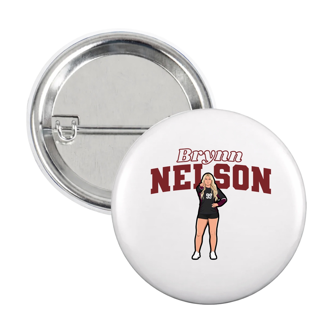 Game Day Button — Name Arch in White