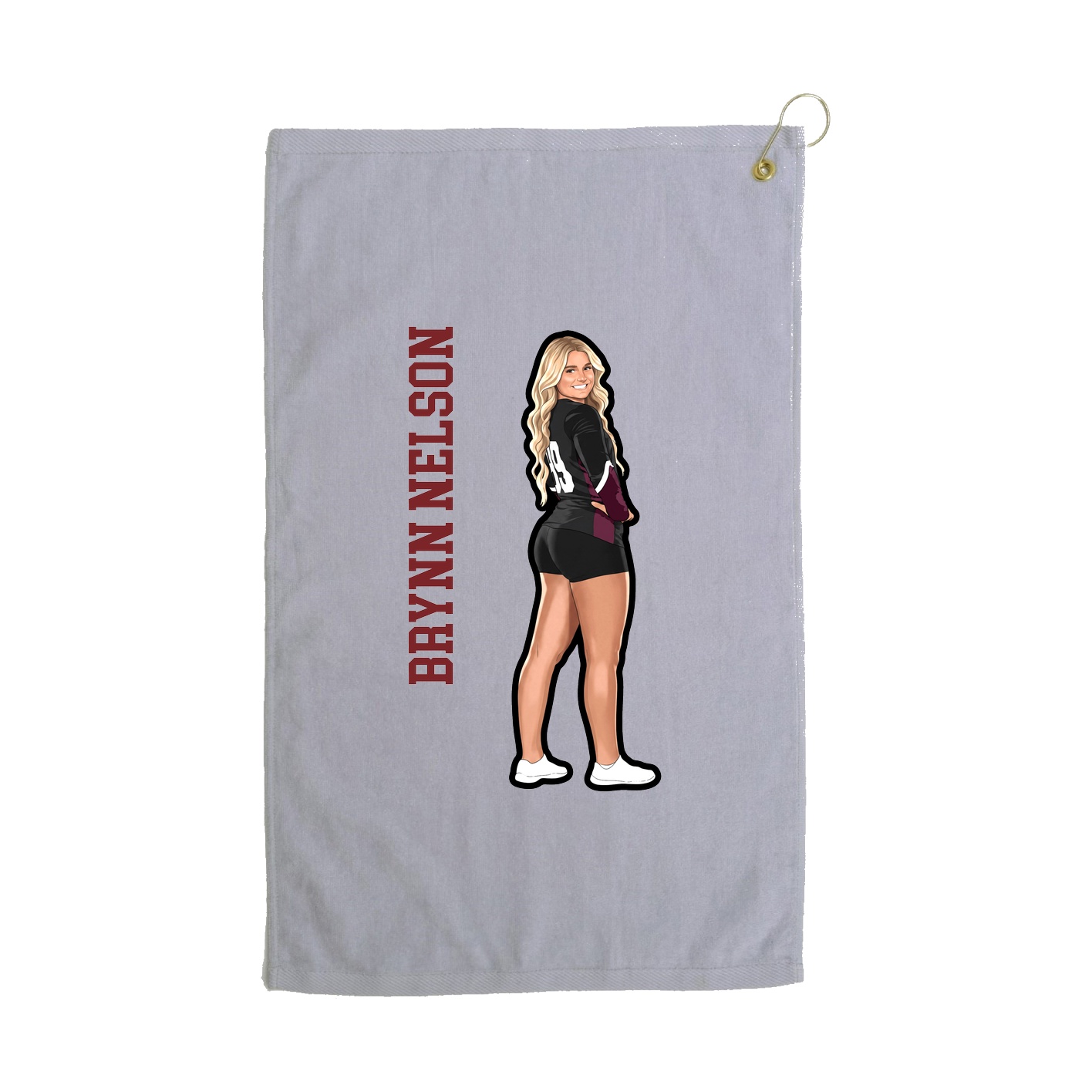 Golf Towel — Name Vertical in Grey