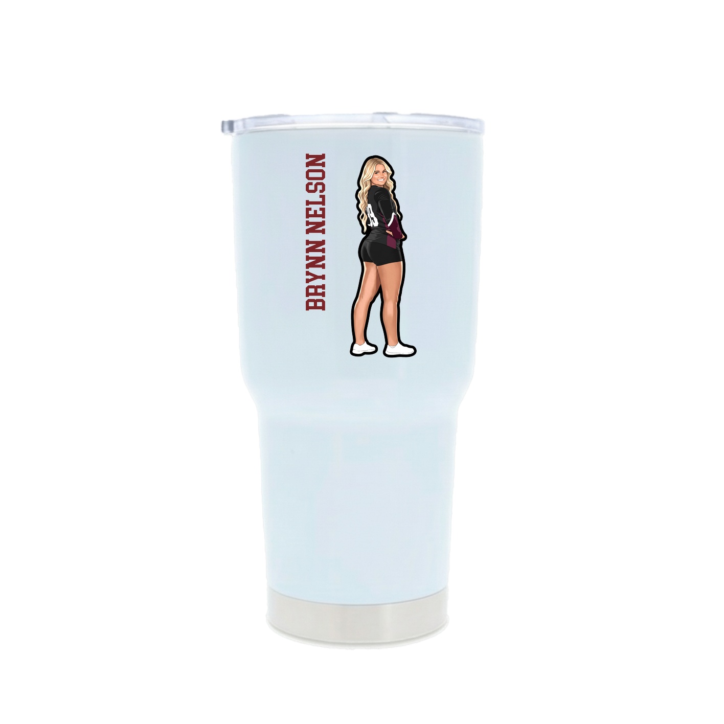 30oz Stainless Steel Tumbler — Name Vertical in White