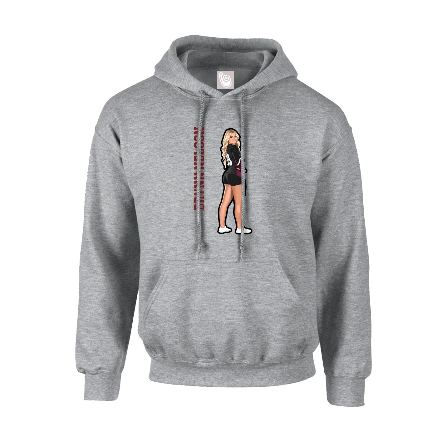 Youth Hoodie — Name Vertical in Grey