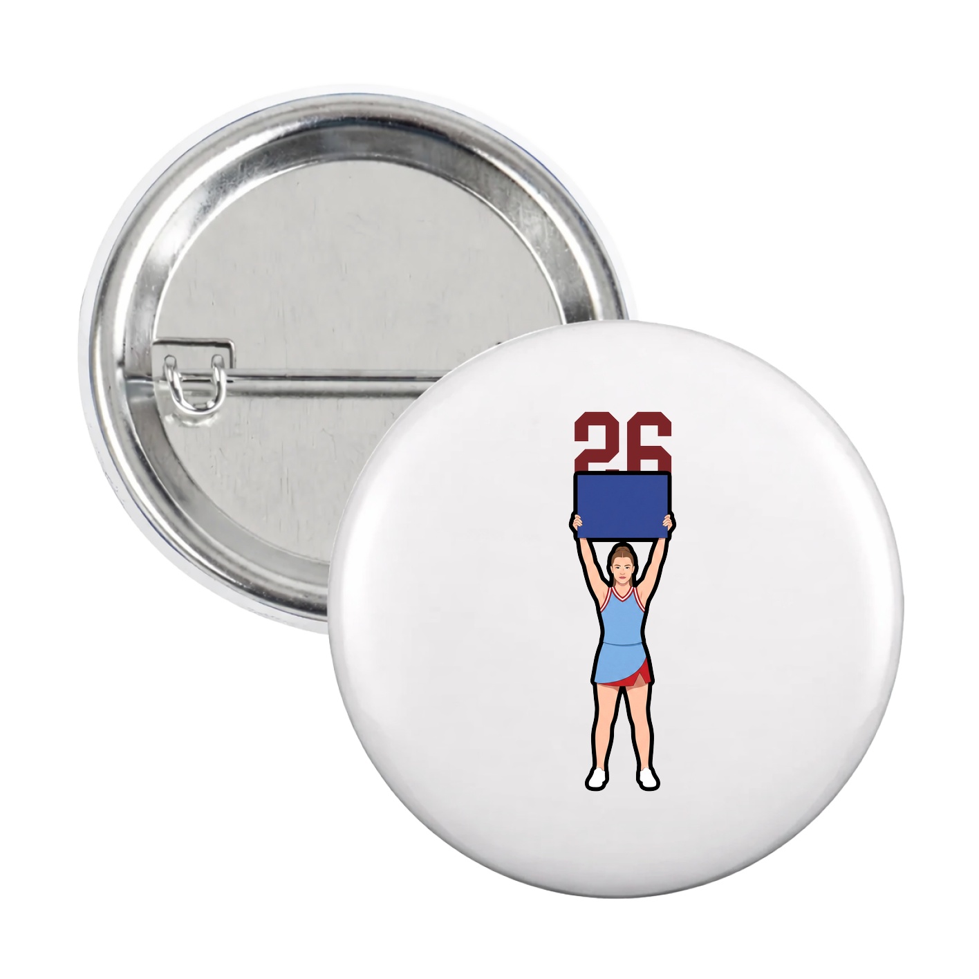 Game Day Button — Number Top in White