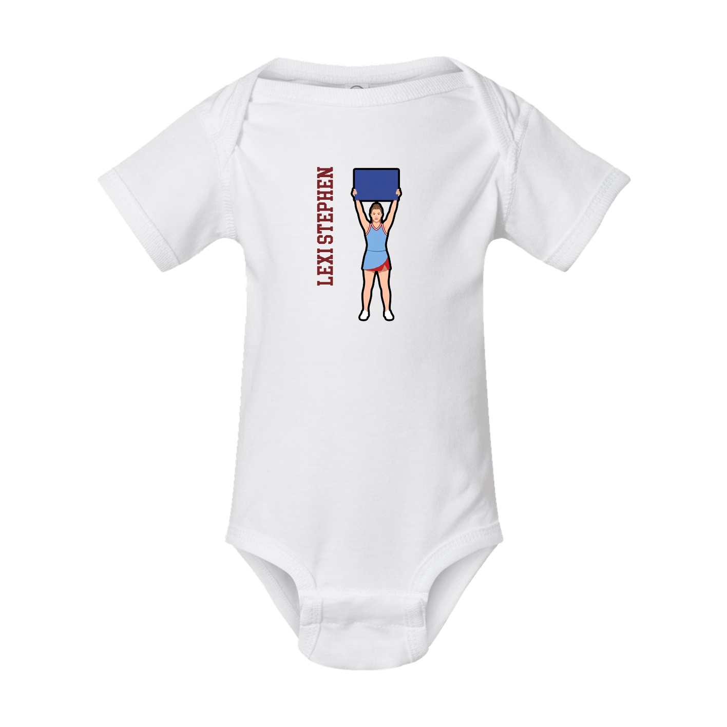 Baby Onesie — Name Vertical in White