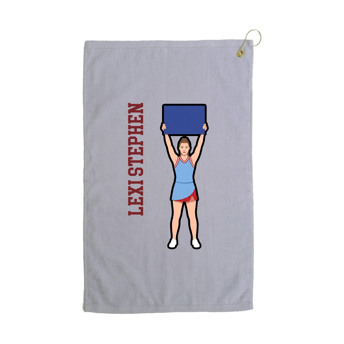 Golf Towel — Name Vertical in Grey
